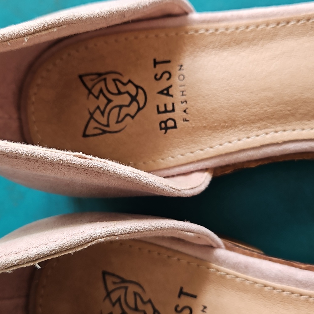 BEAST FASHION Blush Suede Loafers with Tassels Size 7 - Picture 8 of 14